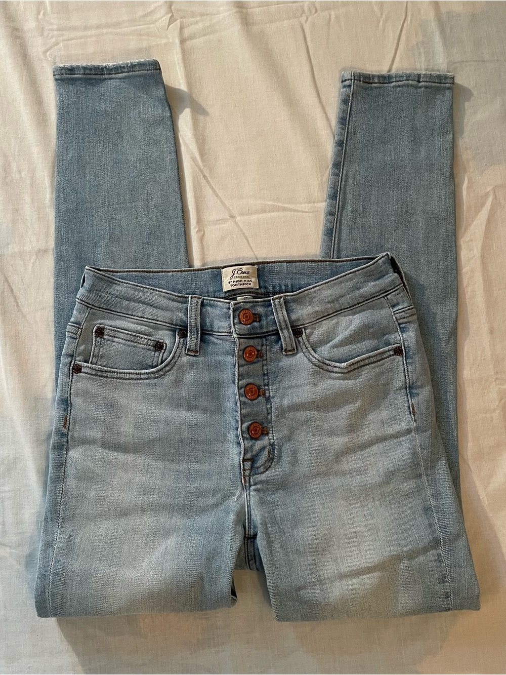 J. Crew Women's Light Wash 9” High-Rise Toothpick Button-Fly Jeans